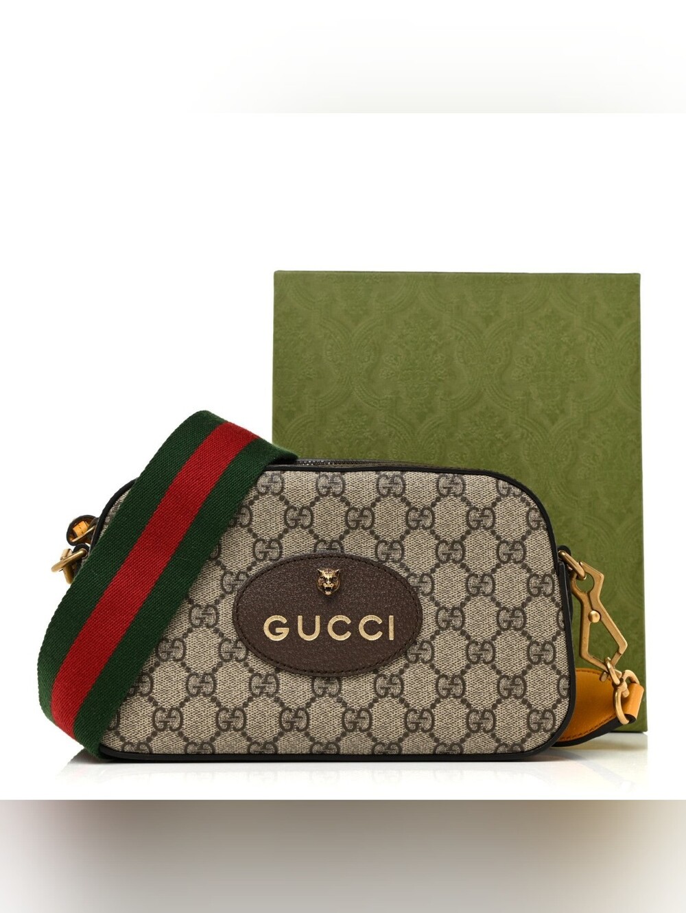 Gucci GG Supreme Monogram Web Neo Vintage Shoulder Bag Beige New Acero Crop